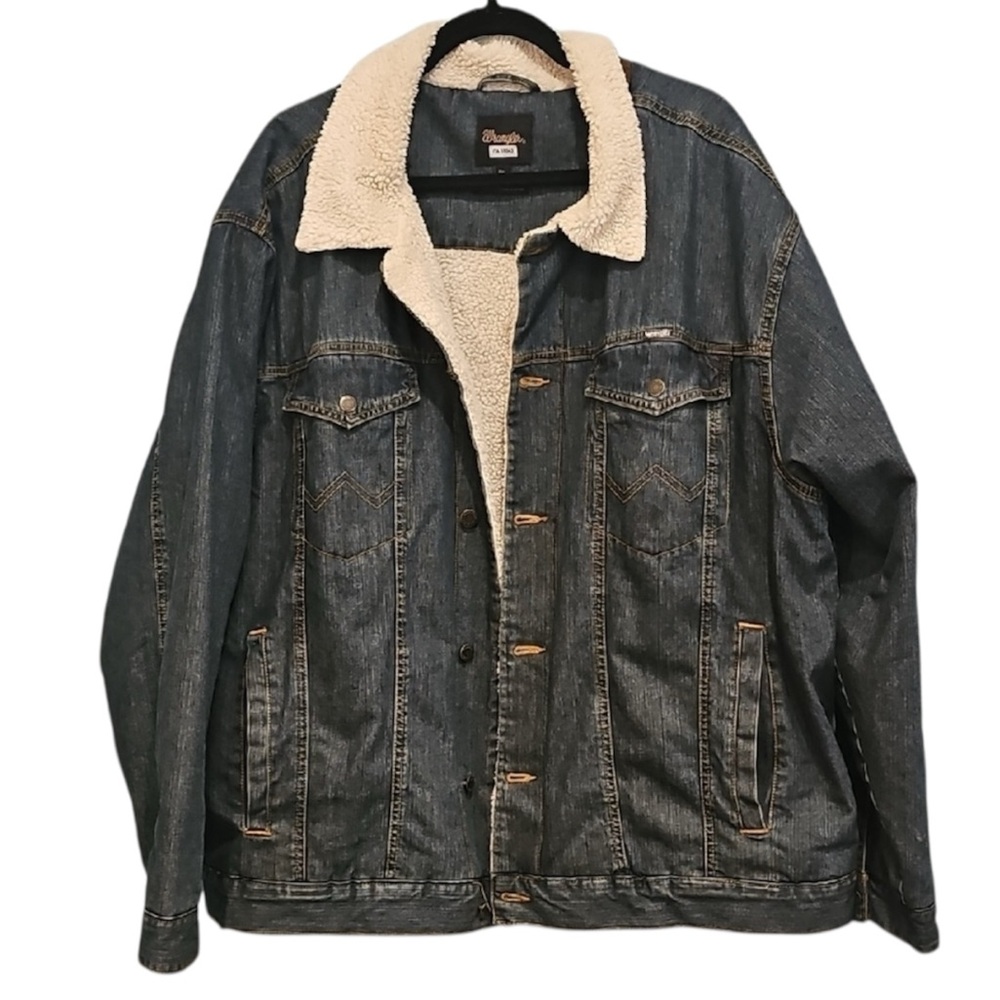 🦄 Wrangler Denim Sherpa Jacket with Fleece Lining, Size XXL